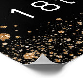 誕生日ブラック金ゴールドグリッターバルーンパーティー歓迎 ポスター (角)