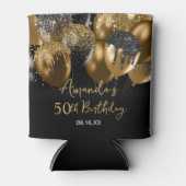 誕生日ブラック金ゴールドグリッターバルーン 缶クーラー (正面)