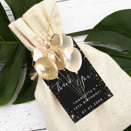 誕生日ブラック金ゴールドグリッターバ感謝していルーンユー ギフトタグ