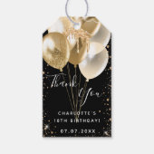誕生日ブラック金ゴールドグリッターバ感謝していルーンユー ギフトタグ (正面)