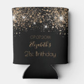 誕生日ブラック金ゴールドグリッターモノグラムシック 缶クーラー (裏面)