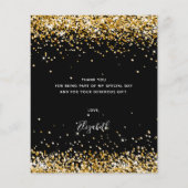 誕生日ブラック金ゴールドグリッター予算サンキューカード (裏面)