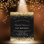 誕生日ブラック金ゴールドグリッター予算 チラシ