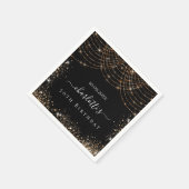誕生日ブラック金ゴールドグリッター名スクリプトエレガント スタンダードカクテルナプキン (角)