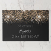 誕生日ブラック金ゴールドグリッター名紙ランチョンマット ペーパーパッド (正面)