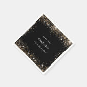 誕生日ブラック金ゴールドグリッター名 スタンダードカクテルナプキン (角)