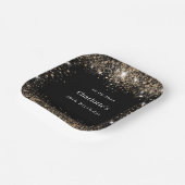 誕生日ブラック金ゴールドグリッター名 ペーパープレート (傾斜あり)