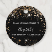 誕生日ブラック金ゴールドグリッター感謝していユー フェイバータグ (裏面)