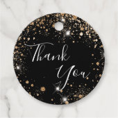 誕生日ブラック金ゴールドグリッター感謝していユー フェイバータグ (正面)