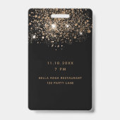 誕生日ブラック金ゴールドグリッターvip招待 バッジ (裏面)