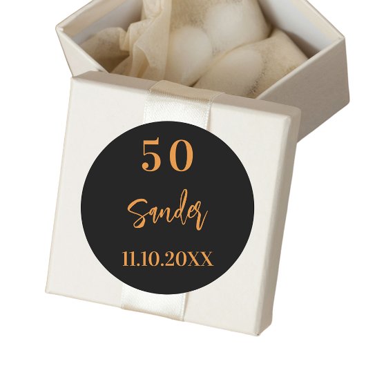 誕生日ブラック金ゴールドスクリプトのミニマル ラウンドシール