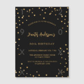 誕生日ブラック金ゴールドスターズ年 マグネット招待状 (正面)