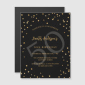 誕生日ブラック金ゴールドスターズ数高級 マグネット招待状 (正面/裏面)