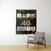 誕生日ブラック金ゴールドスター8枚パーソナライズされた写真 タペストリー (インサイチュ)