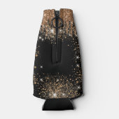 誕生日ブラック金ゴールドバルーンのモノグラム名 ボトルクーラー (裏面)