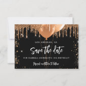 誕生日ブラック金ゴールドバルーングリッター乾燥 セーブザデート (正面)