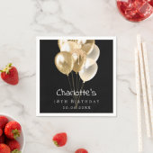 誕生日ブラック金ゴールドバルーン スタンダードカクテルナプキン (インサイチュ)