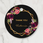 誕生日ブラック金ゴールドフローラブルゴーニュ感謝していユー フェイバータグ (裏面)