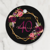 誕生日ブラック金ゴールドフローラブルゴーニュ感謝していユー フェイバータグ (正面)