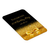 誕生日ブラック金ゴールドボウ日付を保存 マグネット (右側)