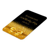 誕生日ブラック金ゴールドボウ日付を保存 マグネット (左側)