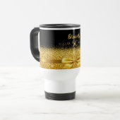 誕生日ブラック金ゴールドボーエレガントド名 トラベルマグ (正面左)