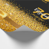 誕生日ブラック金ゴールドボーエレガントド名 ラッピングペーパー (角)