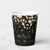誕生日ブラック金ゴールドモノグラムダイヤモンド 紙コップ (正面)