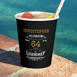 誕生日ブラック金ゴールドレトロAny Year 紙コップ