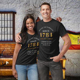 誕生日ブラック金ゴールド任意の年 Tシャツ