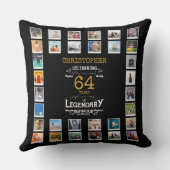 誕生日ブラック金ゴールド写真 クッション (裏面)