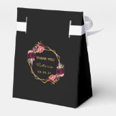 誕生日ブラック金ゴールド幾何学的ブルゴーニュ花模様 フェイバーボックス (裏面サイド)