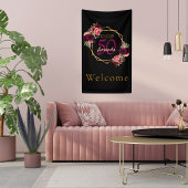 誕生日ブラック金ゴールド幾何学的花模様ブルゴーニュ 横断幕