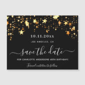 誕生日ブラック金ゴールド星は日付磁石を保存 (正面)