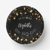 誕生日ブラック金ゴールド星名 ペーパーボウル (正面)