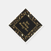 誕生日ブラック金ゴールド星手書きブラシスクリプト スタンダードカクテルナプキン (角)