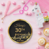 誕生日ブラック金ゴールド楽譜名 ペーパープレート (パーティー)