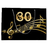 誕生日ブラック金ゴールド音楽ノートmonogram ラージペーパーバッグ (裏面)