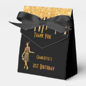 誕生日ブラック金ゴールド1920のアートデコグリッター フェイバーボックス (正面サイド)