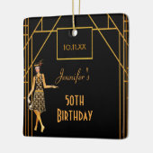 誕生日ブラック金ゴールド1920年代のスタイルアートデコ・レトロ セラミックオーナメント (左)