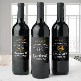 誕生日ブラック金ゴールド ワインラベル