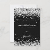 誕生日ブラック銀グリッターダストユーズ サンキューカード (裏面)