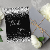 誕生日ブラック銀グリッターダストユーズ サンキューカード