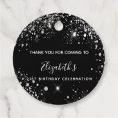 誕生日ブラック銀グリッターダストユーズ フェイバータグ (裏面)
