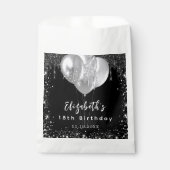 誕生日ブラック銀グリッターバルーン名 フェイバーバッグ (正面)