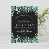 誕生日ブラックeucalyptus greenery woodland luxury 招待状 (スタンド正面)