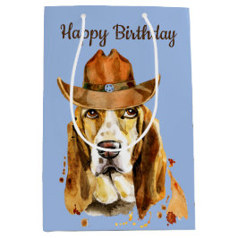 誕生日ブラッドハウンド、カウボーイハット ミディアムペーパーバッグ