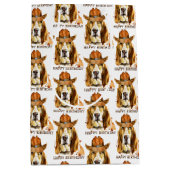 誕生日ブラッドハウンド、カウボーイハット ミディアムペーパーバッグ (正面)