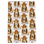 誕生日ブラッドハウンド、カウボーイハット ミディアムペーパーバッグ (裏面)