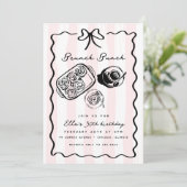 誕生日ブランチブレックファーストコーヒーボウピンクドードル 招待状 (スタンド正面)